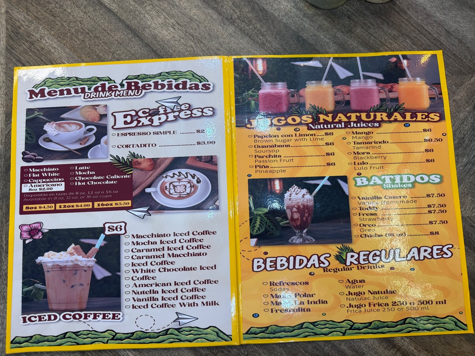 Café y bebidas, página del menú original